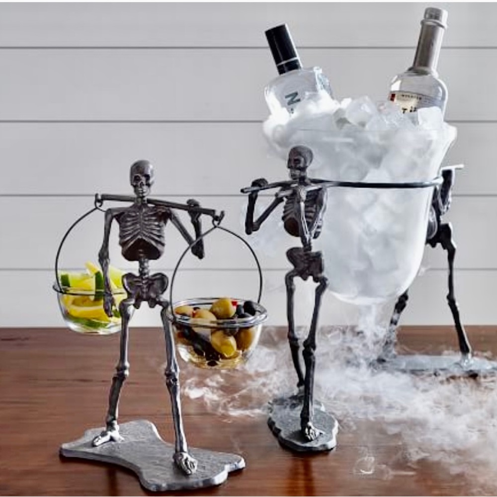 Pottery Barn Walking Dead Skeleton Condiment Set Rare New In Box Halloween ☠️ - Picture 3 of 7
